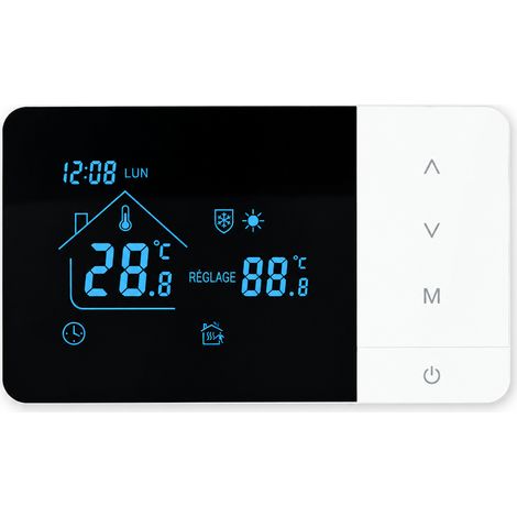 Thermostat d'ambiance connecté sans fil R11 avec panneau émetteur et boîtier récepteur LCD noir noir 0.376 11 15 × 13 × 6,5 cm 590 g – Livraison gratuite