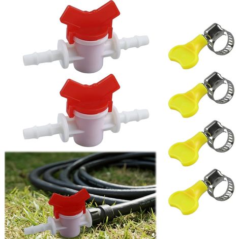 vannes de régulation de tuyau d'arrosage avec colliers de serrage vanne d'arrêt mm pour systèmes d'irrigation pour jardin terrasse serre (1/5)