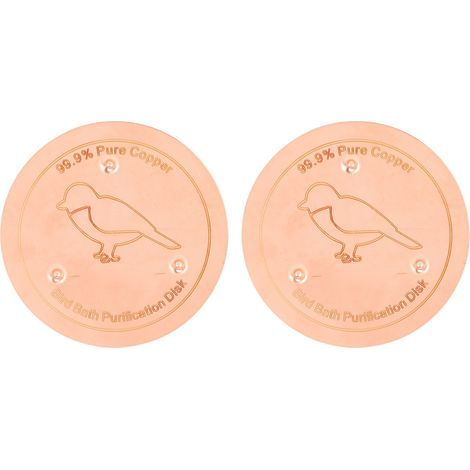 Disques de bain d'oiseaux en cuivre pur, Support à 3 points, plaque de purificateur d'eau pour l'extérieur, utilisation toutes saisons, 2 pièces (1/5)
