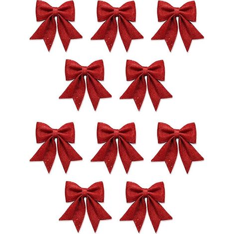 Lot de 10 nœuds de Noël rouges à suspendre, décorations pour sapin de Noël (1/5)