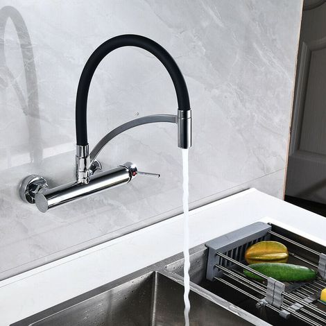 Wandmontierter Wasserhahn, Waschbecken-Wasserhahn, Dusch-Wasserhahn, Mischbatterie, 180°-Mischbatterie, Messing, Küchenarmatur