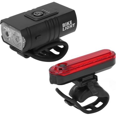 Superhelles, per USB wiederaufladbares Fahrradset, Vorder- und Rücklicht, Aluminiumkoffer. (1/5)