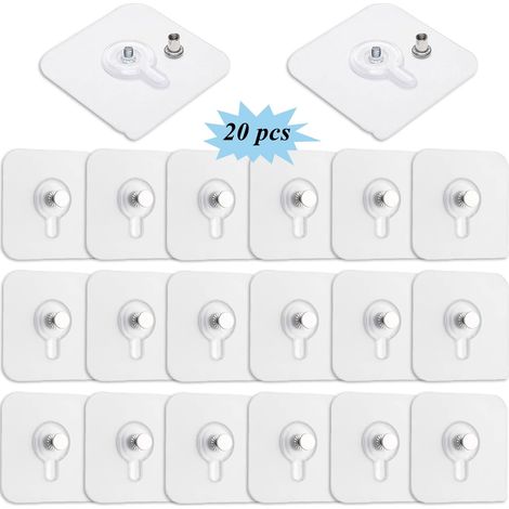 Lot de 20 Adhesif Accroche Tableau Sans Percer, Transparent Attache Cadre Adhésif pour Accroche Cadres Photo, Miroir, Art Mural, Lumières Décoratives, Sans Trou (1/5)