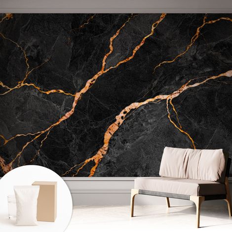 Papier peint intissé mural avec imprimé pour décoration pour salon pour chambre à coucher pour entrée Veines marbrées 312x219 cm (1/5)