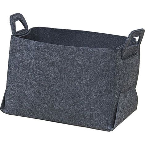 bac de rangement en feutre Panier de rangement en feutre, bac de rangement pliable de grande meuble panier Noir Gris (1/5)