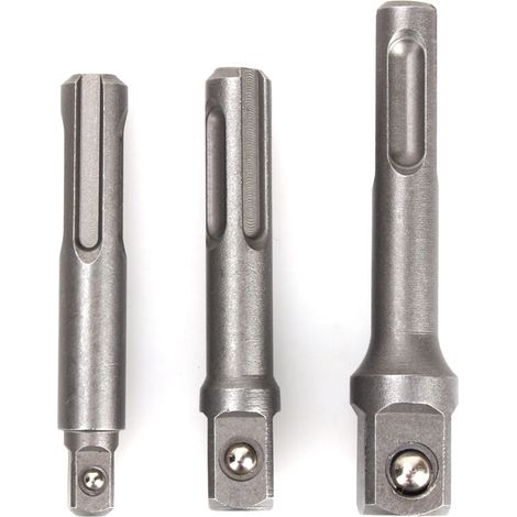 Juego de adaptadores de 3 piezas para llaves de vaso: hexagonal a cuadrado para taladros, llaves de vaso, destornilladores y portapuntas, 1/4", 3/8", 1/2".