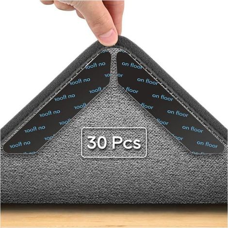30 patchs antidérapants pour moquette - Réutilisables - Forme trapézoïdale - Conviennent aux parquets et moquettes (1/5)