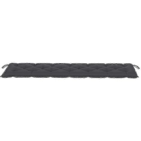 Ce coussin de banc gris anthracite, compatible avec les sièges de jardin extérieurs, mesure 200x50x7 cm et est fabriqué en tissu. (1/5)