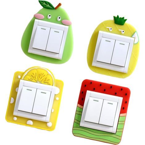 4pièces Cache Autocollant Sticker Mural Cache-lampe Cache-prise Pour Décoration Chambre Garçon Fille (1/4)