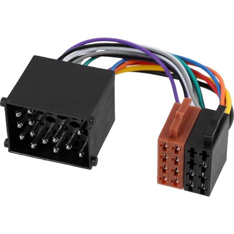1 Pièces Adaptateur Radio Pour Voiture avec Prise Iso, Faisceau de Câblage Stéréo 2x8 Broches, Connecteur 17 Broches Rond Vers Iso, Boîtier et 16 Contacts à Sertir pour Autoradio, 4 Haut Parleurs. (1/5)