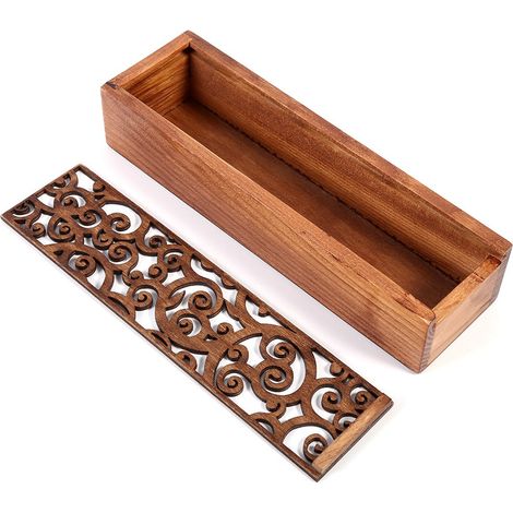Trousse en Bois Rangement Bureau Boîte Crayons Organiseur Fournitures Scolaire Bureau Motif Herbe Tourbillon 1 (1/5)