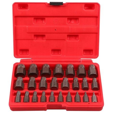 Lot de 25 extracteurs de vis à tête hexagonale en acier au chrome-molybdène – Multi-cannelures pour prise rapide – Pour vis cassées et boulons (1/5)