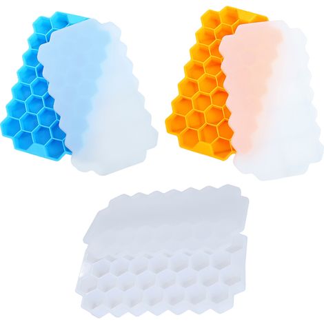 3 pièces Bac à glaçons en silicone, flexible et facile à démouler, avec couvercle anti-déversement, pour glaçons petits et rapides (1/5)