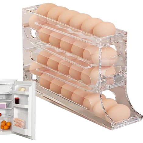 Distributeur Œufs Frigo 4 Niveaux 30 œufs, roulement automatique économie espace
