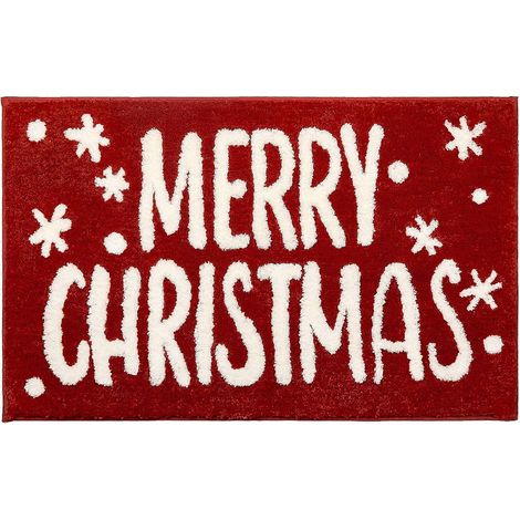 Tapis de bain de Noël, tapis de salle de bain rouge, en microfibre ultra douce et absorbante, joli tapis décoratif pour les fêtes, antidérapant et lavable en machine, 50,8 x 81,2 cm (1/5)
