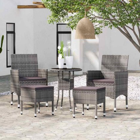 vidaXL Set Divani da Giardino 5 pz in Polyrattan Grigio (1/5)