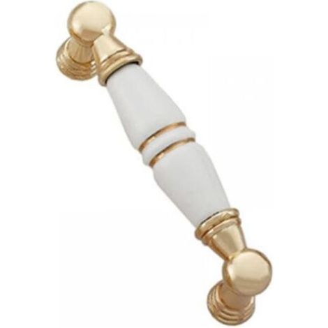 Set of 6 handles for cabinets and furniture, made of white zinc alloy, ceramic, for drawers, kitchen cabinets (1/4)