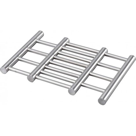 Dessous-de-plat inox extensible 22-38x20x1,8 cm pour casserole, poêle, wok, plat cuisson (1/4)