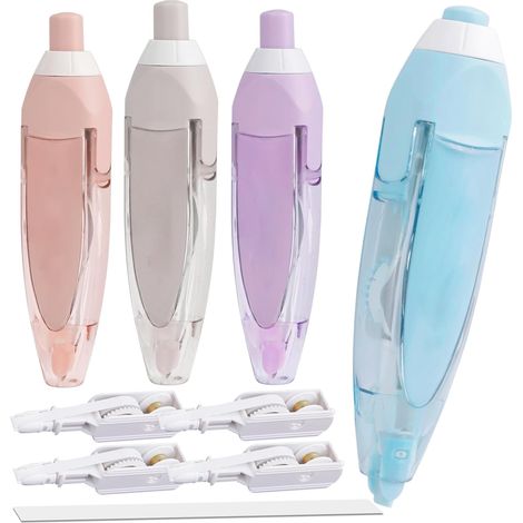 4 Pièces Blanco Correcteur Retractable avec 4 Recharges Supplémentaires, 5mm x 6m Ruban Souris Correcteur Blanc pour Fourniture Scolaire Bureau (1/5)