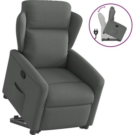 Relaxsessel mit Aufstehhilfe Dunkelgrau Stoff