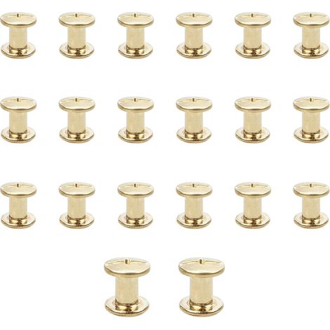 Lot de 20 vis Chicago M5x8mm Vis de reliure Rivet à clous en métal Vis Chicago à tête cruciforme pour ceinture en cuir Bricolage Livre de scrapbooking - Couleur or (1/5)