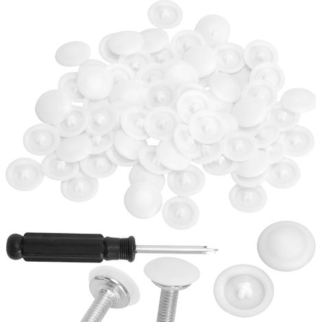 Lot de 200 cache-vis blancs de 12 mm pour vis, trous de perçage, capuchons à vis blancs avec tournevis de 4 mm pour meubles, étagères, portes, espaces de vie (1/5)