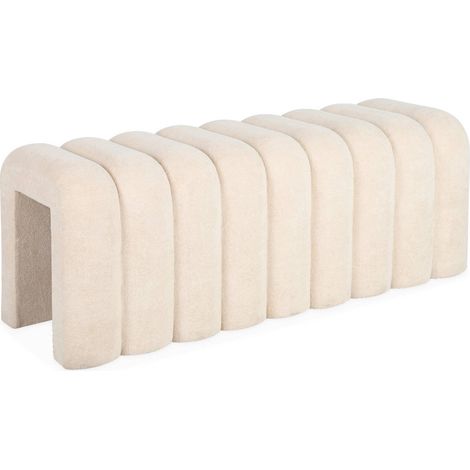 Banc. bout de lit beige contemporain en tissu