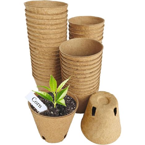 Gobelets de semis 45 pièces, Pots de démarrage de graines biodégradables, Pots de tourbe pour semis avec 30 étiquettes de plantes (885cm) (1/5)