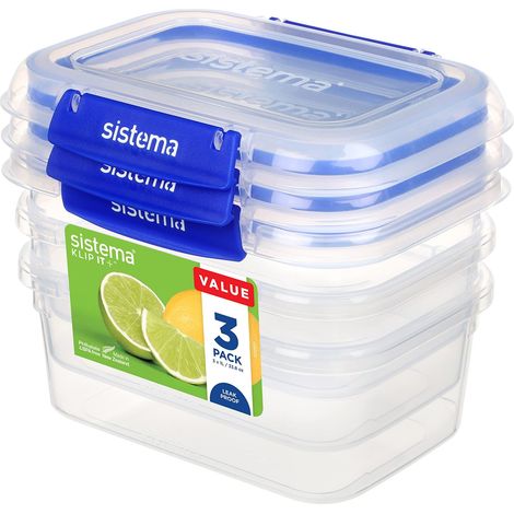 Sistema KLIP IT PLUS contenitori per la conservazione di alimenti 1 L Contenitori per alimenti a prova di perdite ed impilabili, adatti a frigorifero e congelatore senza BPA 3 pezzi (1/4)