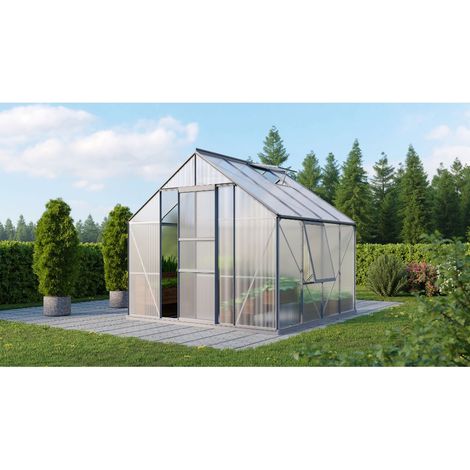 Serre de jardin en polycarbonate 4 ou 6 mm - Meridian - Portes 1 simple coulissante, Long 2.58 m, Couleur Aluminium , Polycarbona (1/5)