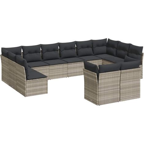 Maison Exclusive - Set Divano Giardino 12 pz con Cuscini Grigio Chiaro Polyrattan (1/3)