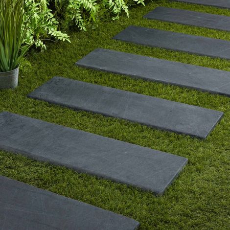 Pas japonais Rectangle Ardoise Noire Vieilli 100x30x3 cm (à l'unité) - RO'MA NATURE