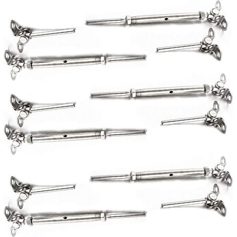 Lot de 6 paires de câbles pour garde-corps - 0,3 cm - En acier inoxydable - Angle réglable de 180° - Pour garde-corps d'escalier extérieur (1/5)