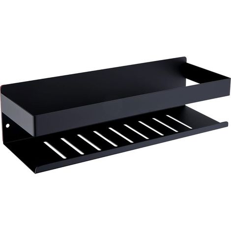 Étagère de douche sans perçage, étagère de douche auto-adhésive, panier de douche auto-adhésif en acier inoxydable SUS304, noir mat, 30 cm (1/5)