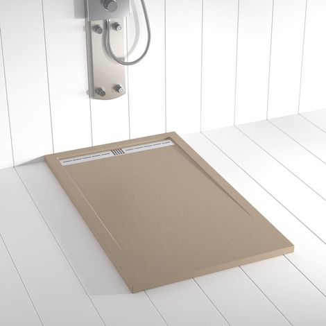 Plato de ducha de resina Flow Moka ANTIDESLIZANTE- 80x150 cm - Válvula+Rejilla GRATIS (1/5)