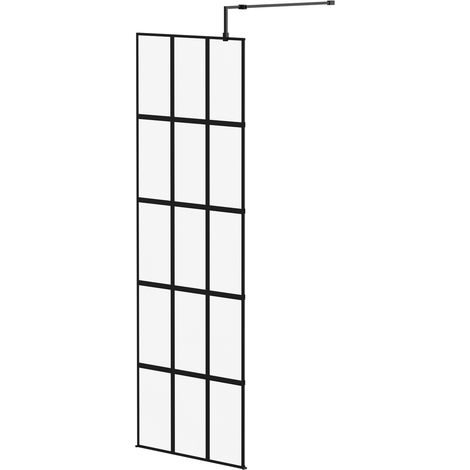 Colore 8mm Clear Glass Matt Black Crittall Frame 1950mm x 700mm Walk In Shower Screen including Support Bars and Retainer Feet (1/5)