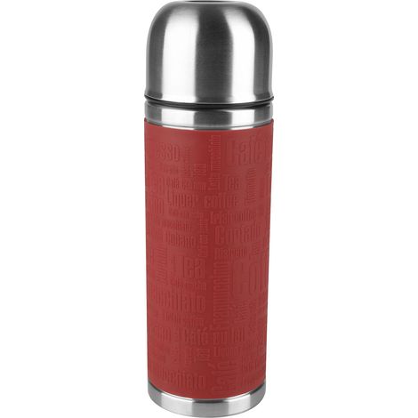 Emsa 515712 Senator Bottiglia Termica con Chiusura Safe Loc con Fascia in Silicone, Acciaio Inossidabile, Rosso, 0,50 Liter (1/4)
