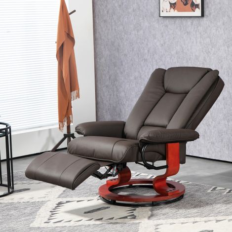 Fauteuil pivotant TV dossier réglable support 150 kg cuir synthétique marron (1/4)