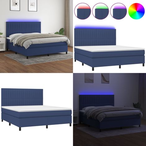 Boxspringbett mit Matratze & LED Blau 160x200 cm Stoff - Boxspringbett - Doppelbett - Schlafsystem - Lattenrost - Bettauflage - Home & Living (1/5)