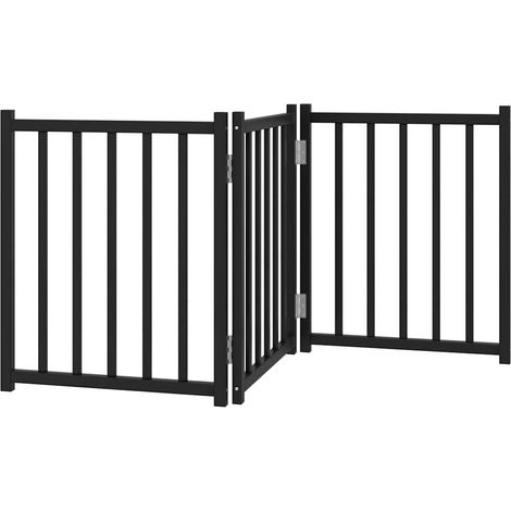 Barrière de sécurité pour chien animaux de compagnie pliable 3 panneaux 150 cm bois sapin massif noir