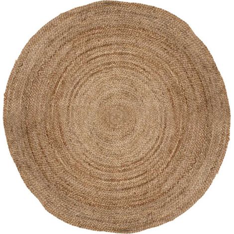 Atmosphera – Tapis kilim rond en jute 120cm – Couleur beige – Épaisseur 0,5cm – Poids 2,4kg – Design naturel pour décoration intérieure (1/5)