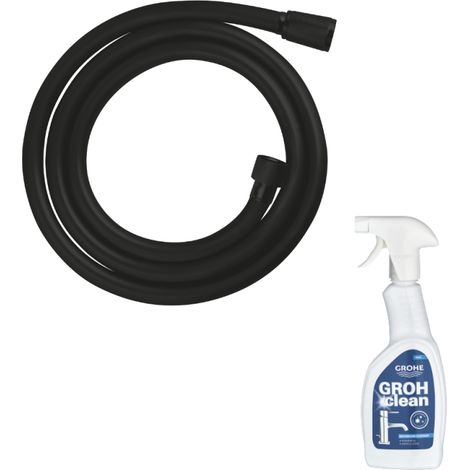 Flexible de douche GROHE VitalioFlex Trend 1750 mm noir mat + nettoyant GrohClean