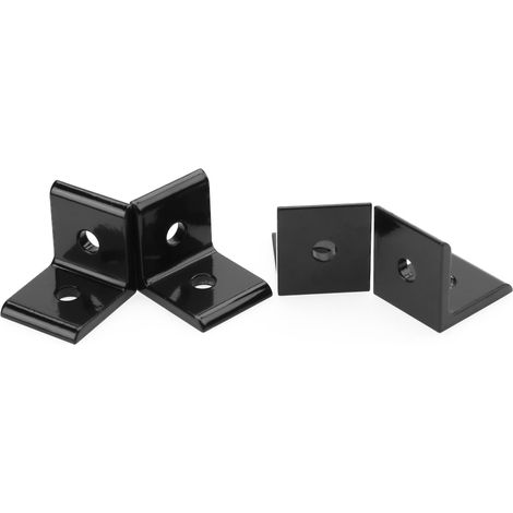 4 connecteurs d'angle, équerres de fixation, profilés en aluminium (noir 2020A) (1/5)