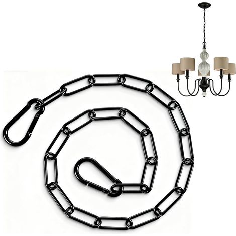 Chaîne de sécurité métal 1 mètre pour Fauteuil Suspendu ou Porte, Extension Acier Noir Robuste, Accessoires Maison Bureau extérieur Usage Polyvalent (1/5)