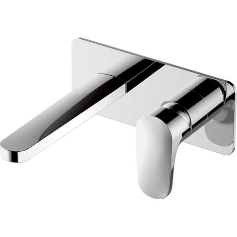 RAK Portofino Wall Mounted Basin Mixer Tap with Back Plate - Chrome (1/2)