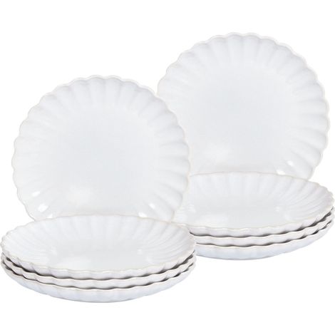 Dessertteller 8er Set NETTLE Steinzeug Cremeweiß