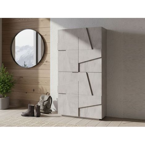 Dmora Zapatero moderno, Made in Italy, con 4 puertas batientes, Zapatero de entrada, Armario multiusos, 81x38h167cm, Color gris pizarra, con embalaje reforzado (1/5)