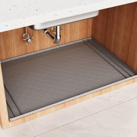 QORVA-Tapis d'évier gris foncé, 71 cm x 56 cm, 1 pièce, en silicone, résistant aux taches et imperméable, pour meuble/plateau de salle de bain.