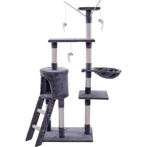 Kratzbaum Katzenbaum Katzenkratzbaum 138 cm XXL Kletterbaum Spielbaum für Katzen Hellgrau (1/5)