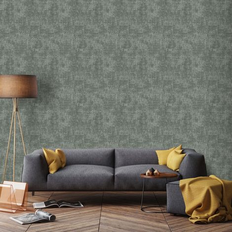 Papier peint intissé Effet tissu Zara 1005 x 52cm Vert (1/5)